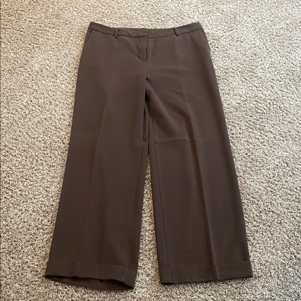 Women's TALL Brown Wide-Leg Cuffed Pants - 36” inseam